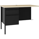 Lorell Fortress Series Black Steel Left - Pedestal Return with Maple Laminate Top and Integrated Locking Storage 42