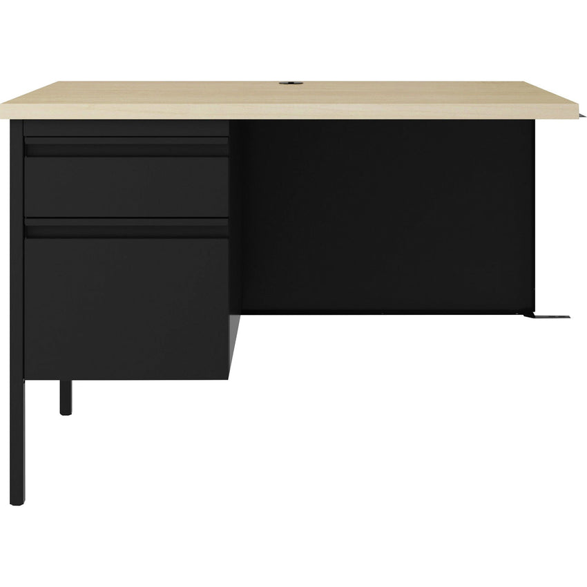 Lorell Fortress Series Black Steel Left - Pedestal Return with Maple Laminate Top and Integrated Locking Storage 42"W x 29.5"D x 24"H (LLR - LLR03150) - SchoolOutlet