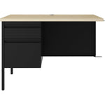 Lorell Fortress Series Black Steel Left - Pedestal Return with Maple Laminate Top and Integrated Locking Storage 42