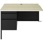 Lorell Fortress Series Black Steel Left - Pedestal Return with Maple Laminate Top and Integrated Locking Storage 42