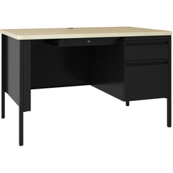 Lorell Fortress Series Steel Teachers Desk with Maple Laminate Top and Centralized Locking Right-Pedestal Storage 48"W x 29.5"D x 30"H (LLR-LLR03156)