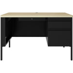 Lorell Fortress Series Steel Teachers Desk with Maple Laminate Top and Centralized Locking Right - Pedestal Storage 48