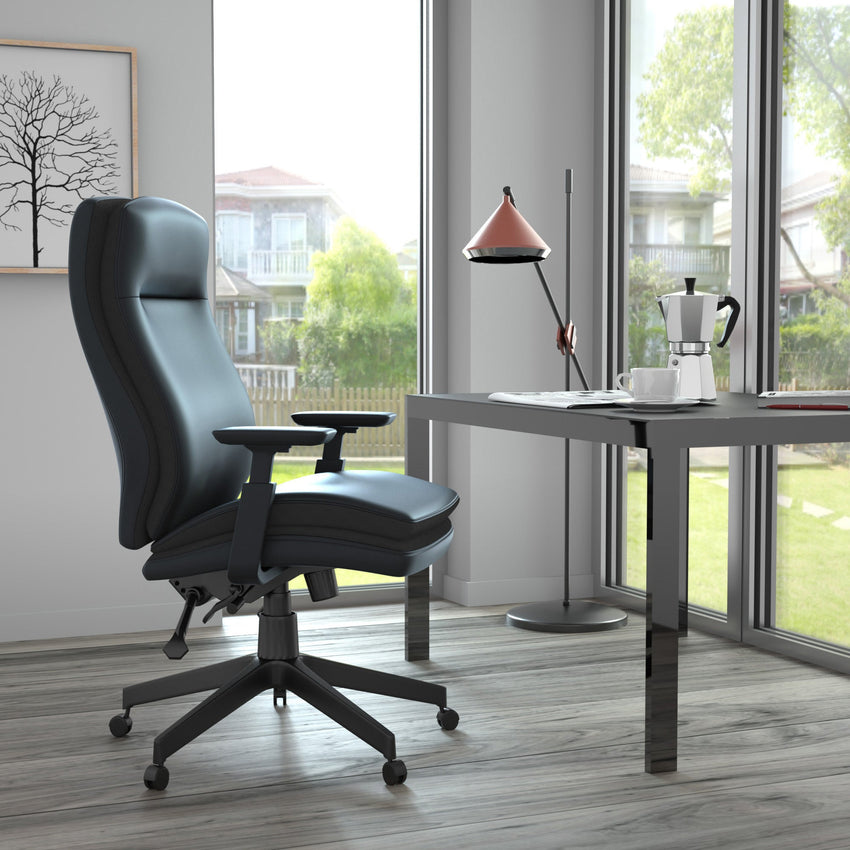 Lorell Soft High - Back Executive Office Chair with Premium Vinyl Upholstery and Adjustable Arms 19.50" - 22.50"H(LLR - LLR03206) - SchoolOutlet