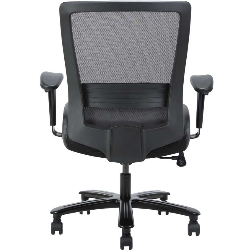 Lorell Heavy - Duty Mesh Back Task Chair with Leather Seat and Adjustable Arms 21" - 24.50 "H (LLR - LLR03207) - SchoolOutlet