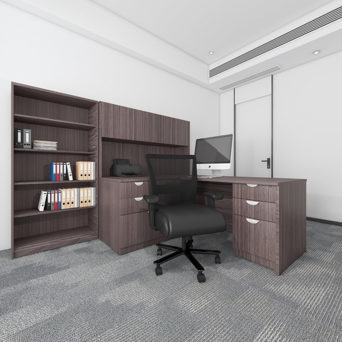 Lorell Heavy - Duty Mesh Back Task Chair with Leather Seat and Adjustable Arms 21" - 24.50 "H (LLR - LLR03207) - SchoolOutlet