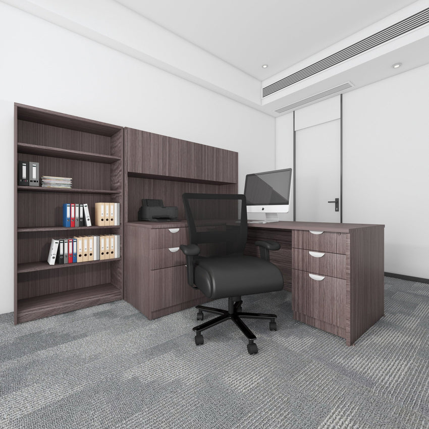 Lorell Heavy - Duty Mesh Back Task Chair with Leather Seat and Adjustable Arms 21" - 24.50 "H (LLR - LLR03207) - SchoolOutlet