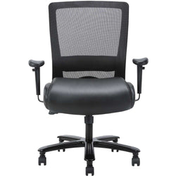 Lorell Heavy-Duty Mesh Back Task Chair with Leather Seat and Adjustable Arms 21" - 24.50 "H (LLR-LLR03207)