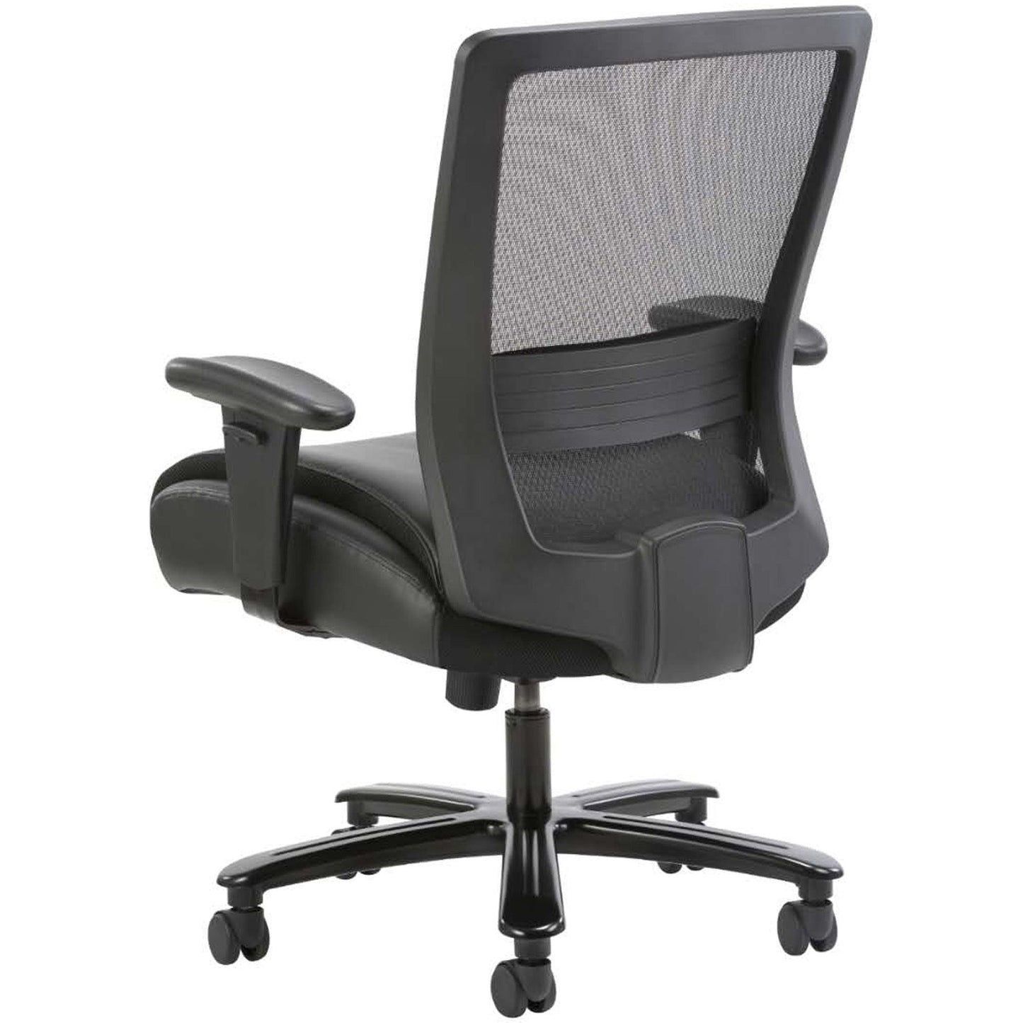 Lorell Heavy - Duty Mesh Back Task Chair with Leather Seat and Adjustable Arms 21" - 24.50 "H (LLR - LLR03207) - SchoolOutlet