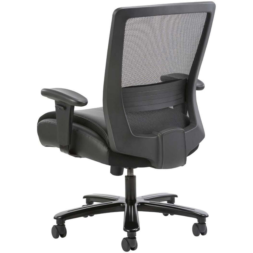 Lorell Heavy - Duty Mesh Back Task Chair with Leather Seat and Adjustable Arms 21" - 24.50 "H (LLR - LLR03207) - SchoolOutlet