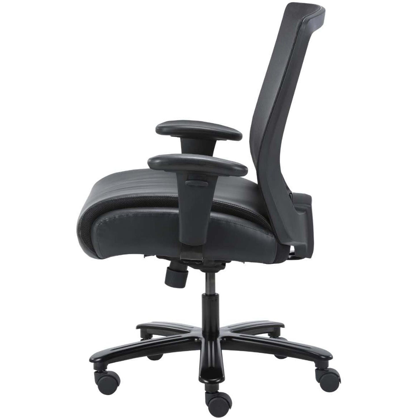 Lorell Heavy - Duty Mesh Back Task Chair with Leather Seat and Adjustable Arms 21" - 24.50 "H (LLR - LLR03207) - SchoolOutlet