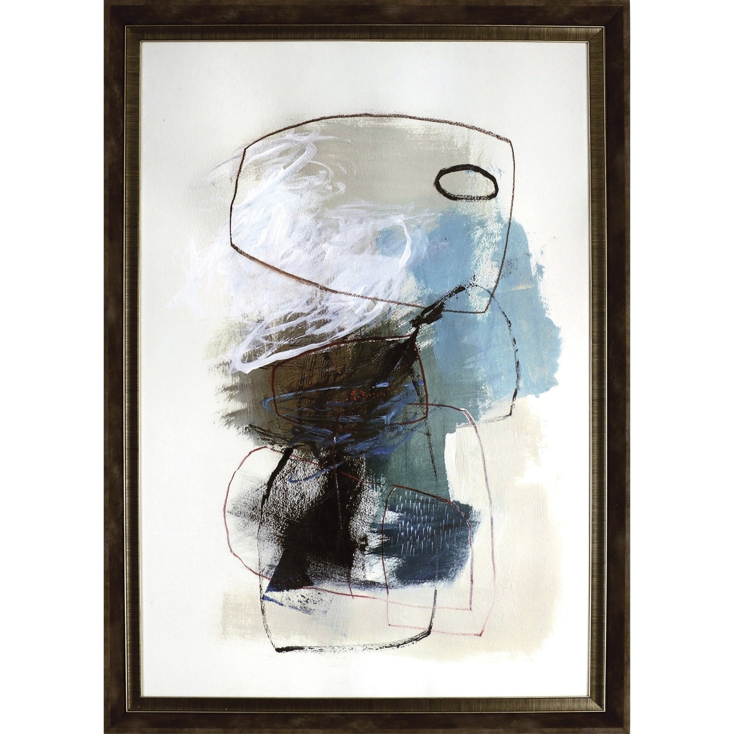 Lorell In The Middle I Framed Abstract Art Aqua Wall Decor Office Artwork 27.5"W x 2"D x 39.5"H (LLR - LLR04472) - SchoolOutlet