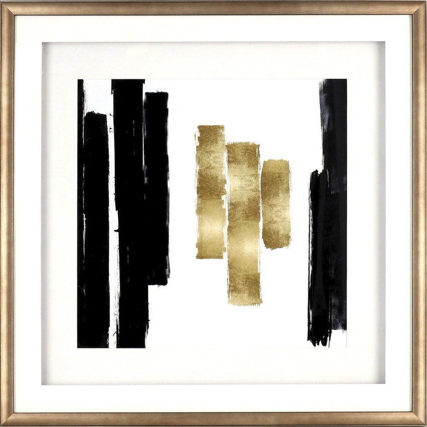 Lorell Blocks I Framed Abstract Artwork Black Gold Wall Decor Office Art 29.5"W x 2"D x 29.5"H (LLR - LLR04476) - SchoolOutlet