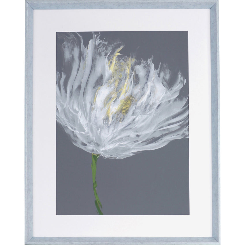 Lorell White Flower I Framed Abstract Art Gray White Wall Decor Office Artwork 27.5"W x 2"D x 35.5"H (LLR - LLR04478) - SchoolOutlet