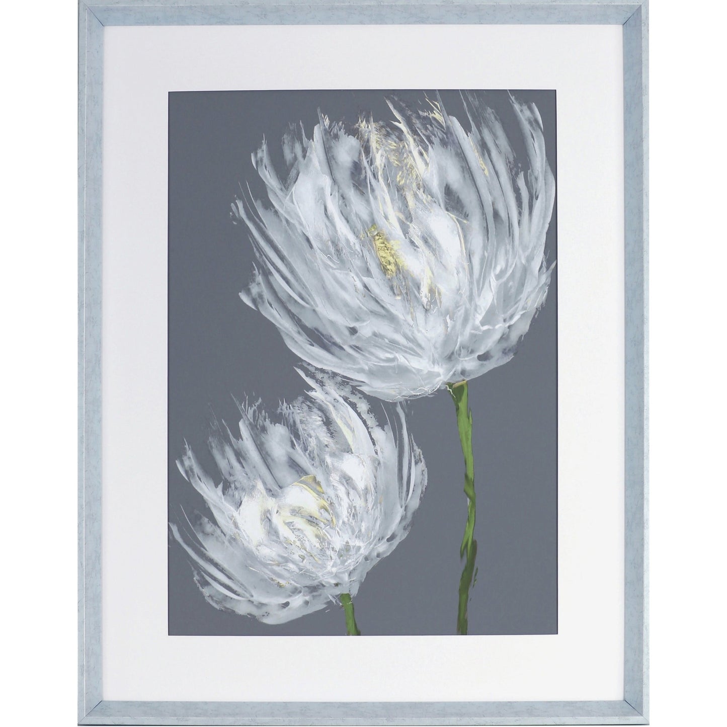 Lorell White Flower II Framed Abstract Art Gray White Wall Decor Office Artwork 27.5"W x 2"D x 35.5"H (LLR - LLR04479) - SchoolOutlet