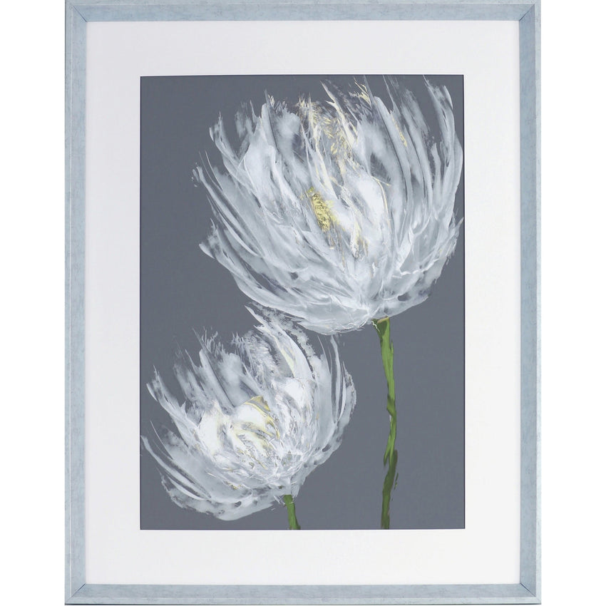 Lorell White Flower II Framed Abstract Art Gray White Wall Decor Office Artwork 27.5"W x 2"D x 35.5"H (LLR - LLR04479) - SchoolOutlet