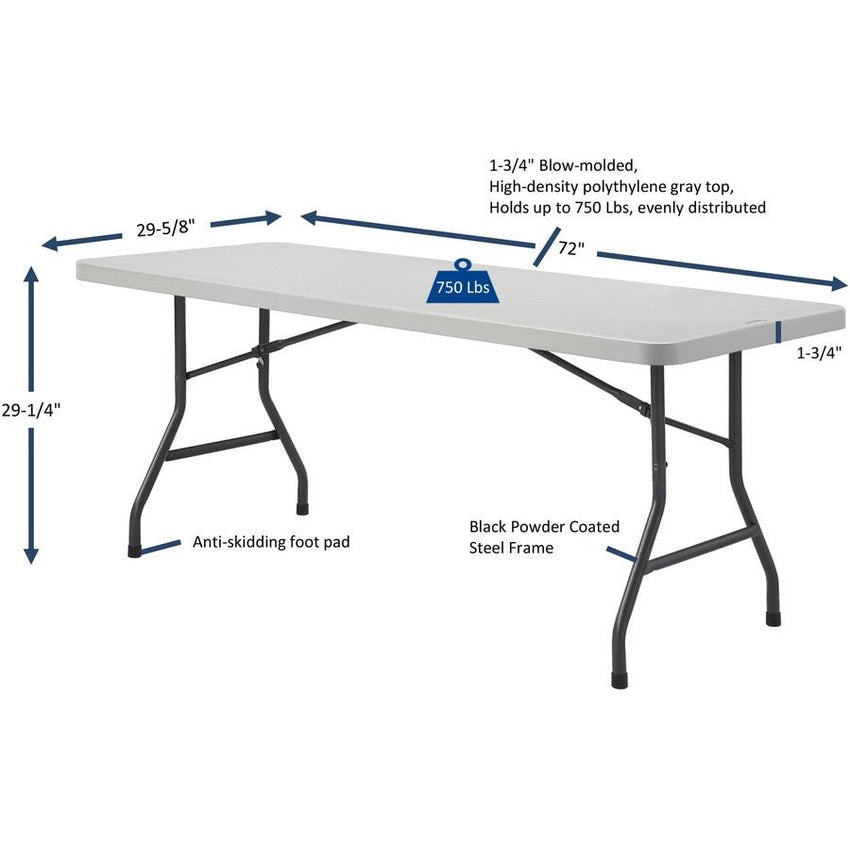 Lorell Extra - Capacity Ultra - Lite Folding Table 72"W x 30"D x 29.25"H (LLR - LLR12347) - SchoolOutlet