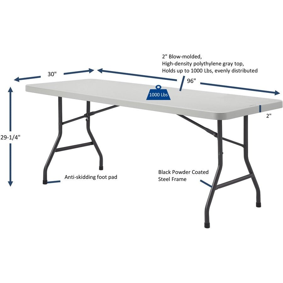Lorell Extra - Capacity Ultra - Lite Folding Table 96"W x 30"D x 29.25"H (LLR - LLR12348) - SchoolOutlet