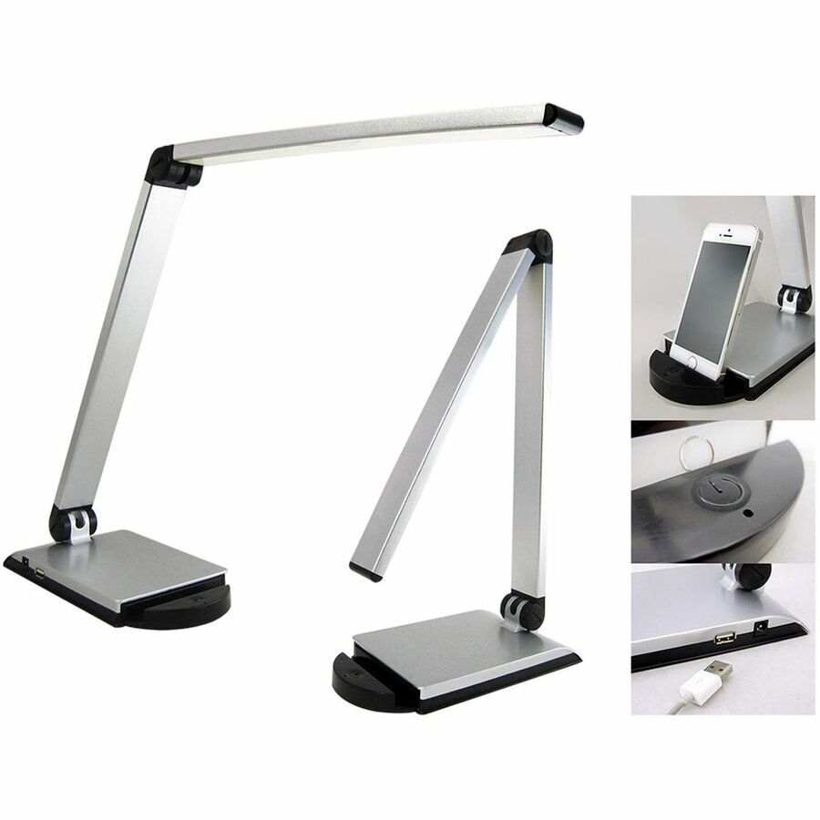 Lorell Smart Device Slot/USB Task Light 8W LED Silver (LLR - LLR13201) - SchoolOutlet