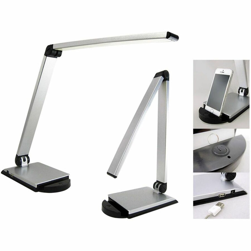 Lorell Smart Device Slot/USB Task Light 8W LED Silver (LLR - LLR13201) - SchoolOutlet