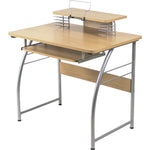 Lorell Computer Desk with Upper Shelf Keyboard Tray Maple Steel Frame (LLR - LLR14337) - SchoolOutlet