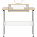 Lorell Computer Desk with Upper Shelf Keyboard Tray Maple Steel Frame (LLR - LLR14337) - SchoolOutlet