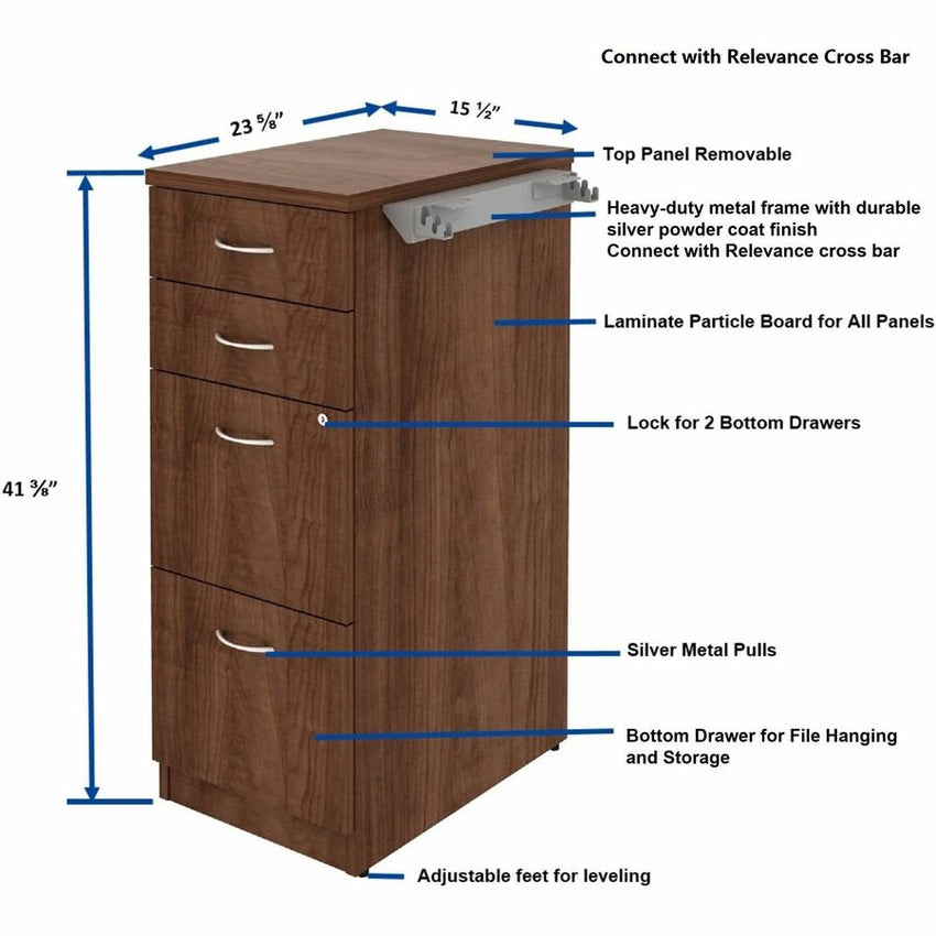 Lorell Relevance Series 4 - Drawer File Cabinet 15.5"W x 23.6"D x 40.4"H (LLR - LLR16236) - SchoolOutlet