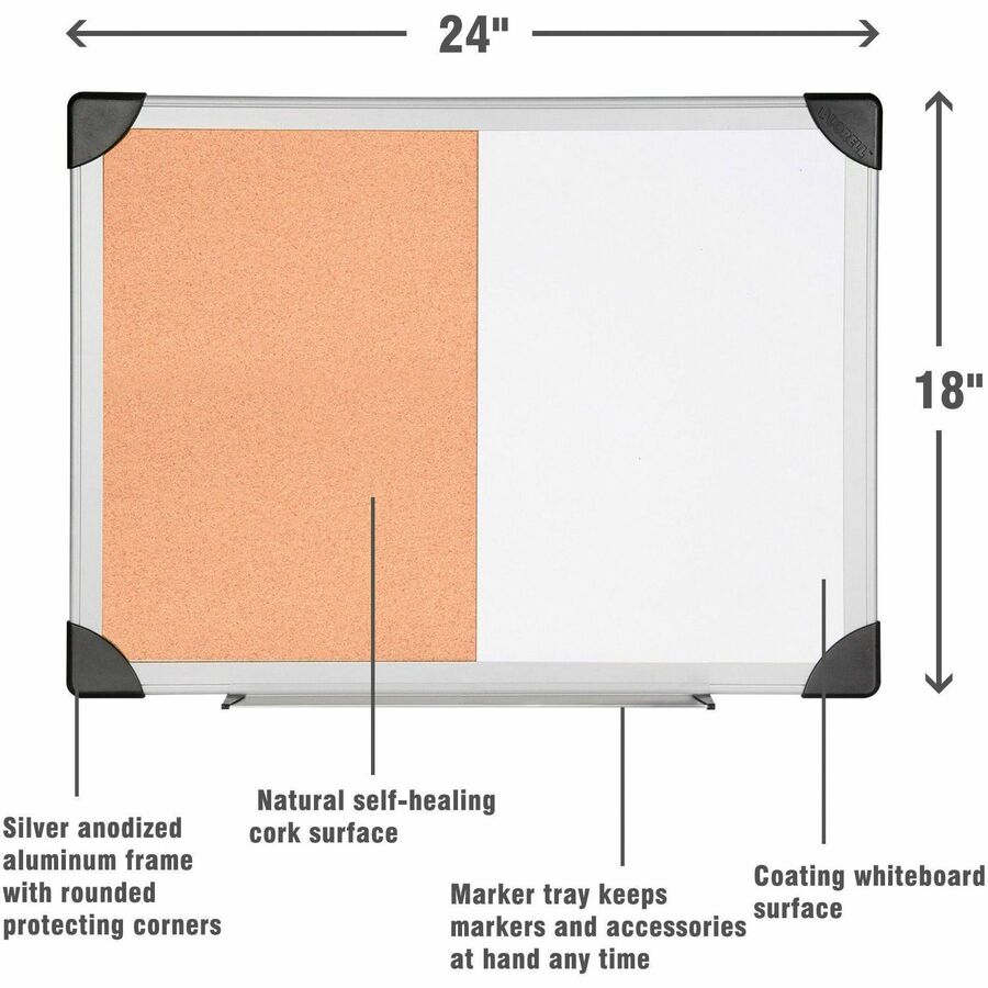 Lorell Combo Dry - Erase/Cork Board Aluminum Frame 24"W x 18"H (LLR - LLR19290) - SchoolOutlet