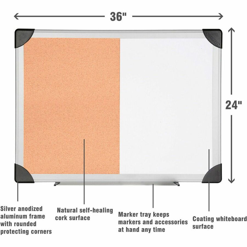 Lorell Combo Dry - Erase/Cork Board Aluminum Frame 36"W x 24"H (LLR - LLR19291) - SchoolOutlet