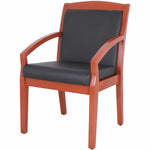 Lorell Sloping Arms Wood Frame Guest Chair Cherry Wood with Black Bonded Leather Upholstery (LLR - LLR2001X) - SchoolOutlet