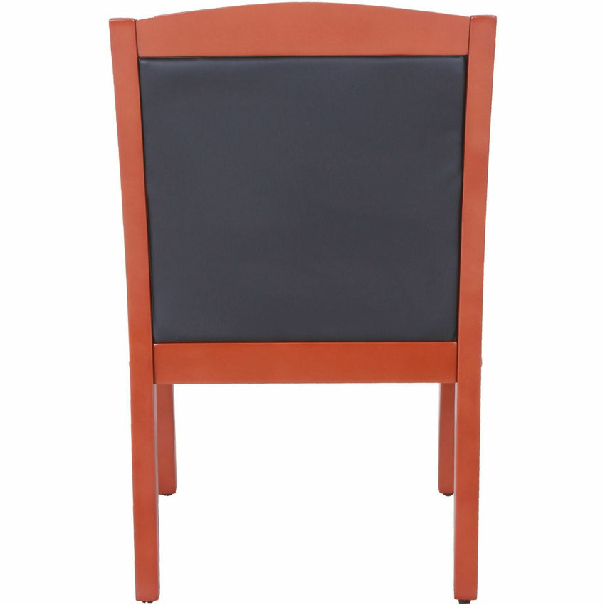 Lorell Sloping Arms Wood Frame Guest Chair Cherry Wood with Black Bonded Leather Upholstery (LLR - LLR2001X) - SchoolOutlet