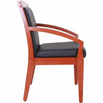 Lorell Sloping Arms Wood Frame Guest Chair Cherry Wood with Black Bonded Leather Upholstery (LLR - LLR2001X) - SchoolOutlet