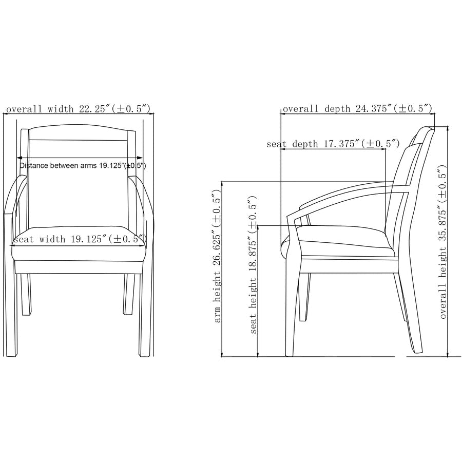Lorell Sloping Arms Wood Frame Guest Chair Cherry Wood with Black Bonded Leather Upholstery (LLR - LLR2001X) - SchoolOutlet