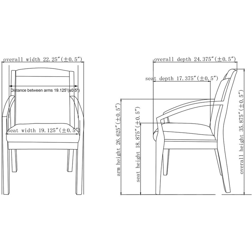 Lorell Sloping Arms Wood Frame Guest Chair Cherry Wood with Black Bonded Leather Upholstery (LLR - LLR2001X) - SchoolOutlet
