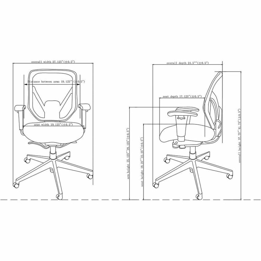 Lorell Executive Self - Tilt Mesh Mid - Back Office Chair with Adjustable Arms and Tilt Lock 18.25 - 22.25 "H (LLR - LLR20017) - SchoolOutlet