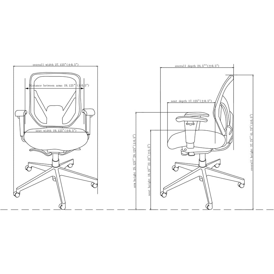 Lorell Executive Self - Tilt Mesh Mid - Back Office Chair with Adjustable Arms and Tilt Lock 18.25 - 22.25 "H (LLR - LLR20017) - SchoolOutlet