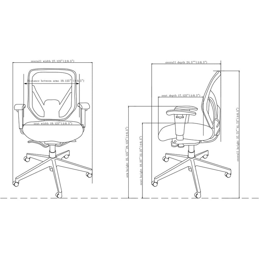 Lorell Executive Self - Tilt Mesh Mid - Back Office Chair with Adjustable Arms and Tilt Lock 18.25 - 22.25 "H (LLR - LLR20017) - SchoolOutlet