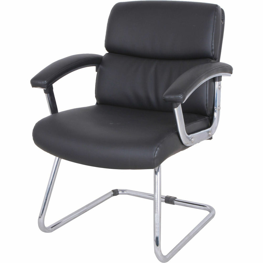 Lorell Padded Arm Guest Chair with Bonded Leather Upholstery and Steel Sled Base 18.13 "H (LLR - LLR20019) - SchoolOutlet
