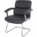 Lorell Padded Arm Guest Chair with Bonded Leather Upholstery and Steel Sled Base 18.13 