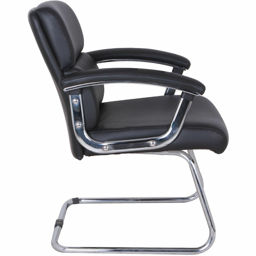Lorell Padded Arm Guest Chair with Bonded Leather Upholstery and Steel Sled Base 18.13 "H (LLR - LLR20019) - SchoolOutlet