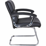 Lorell Padded Arm Guest Chair with Bonded Leather Upholstery and Steel Sled Base 18.13 