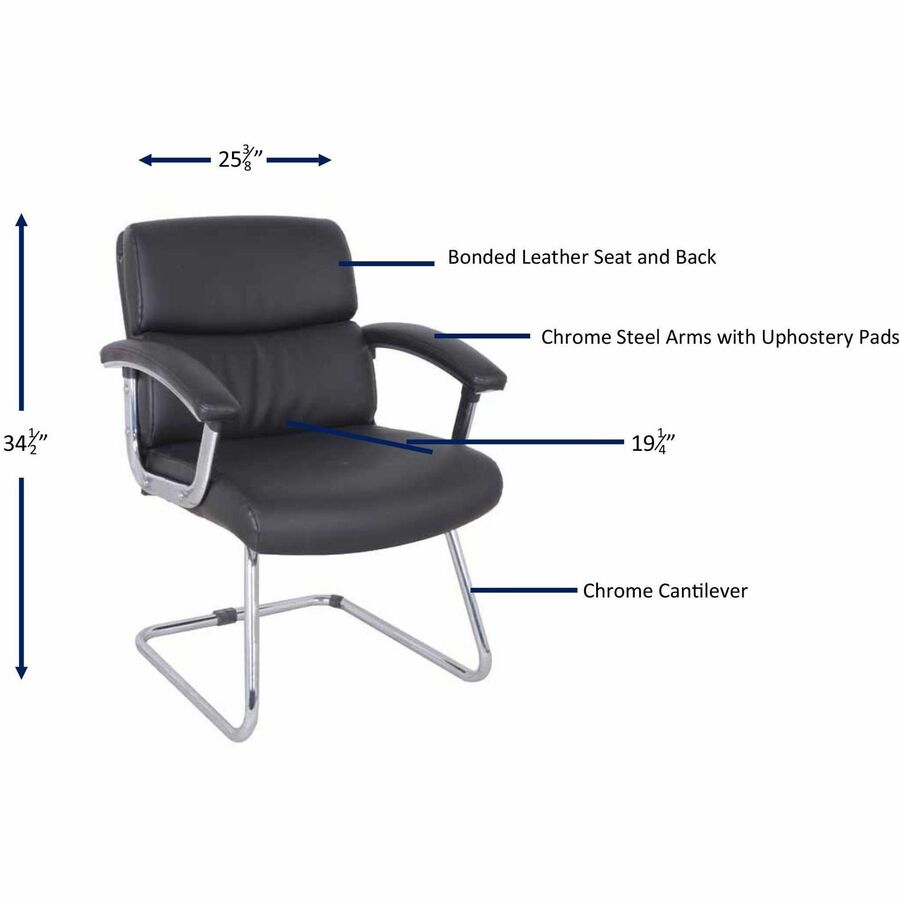 Lorell Padded Arm Guest Chair with Bonded Leather Upholstery and Steel Sled Base 18.13 "H (LLR - LLR20019) - SchoolOutlet