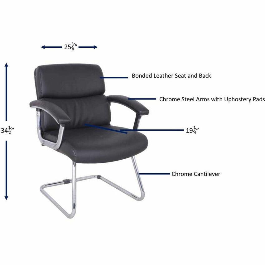 Lorell Padded Arm Guest Chair with Bonded Leather Upholstery and Steel Sled Base 18.13 "H (LLR - LLR20019) - SchoolOutlet