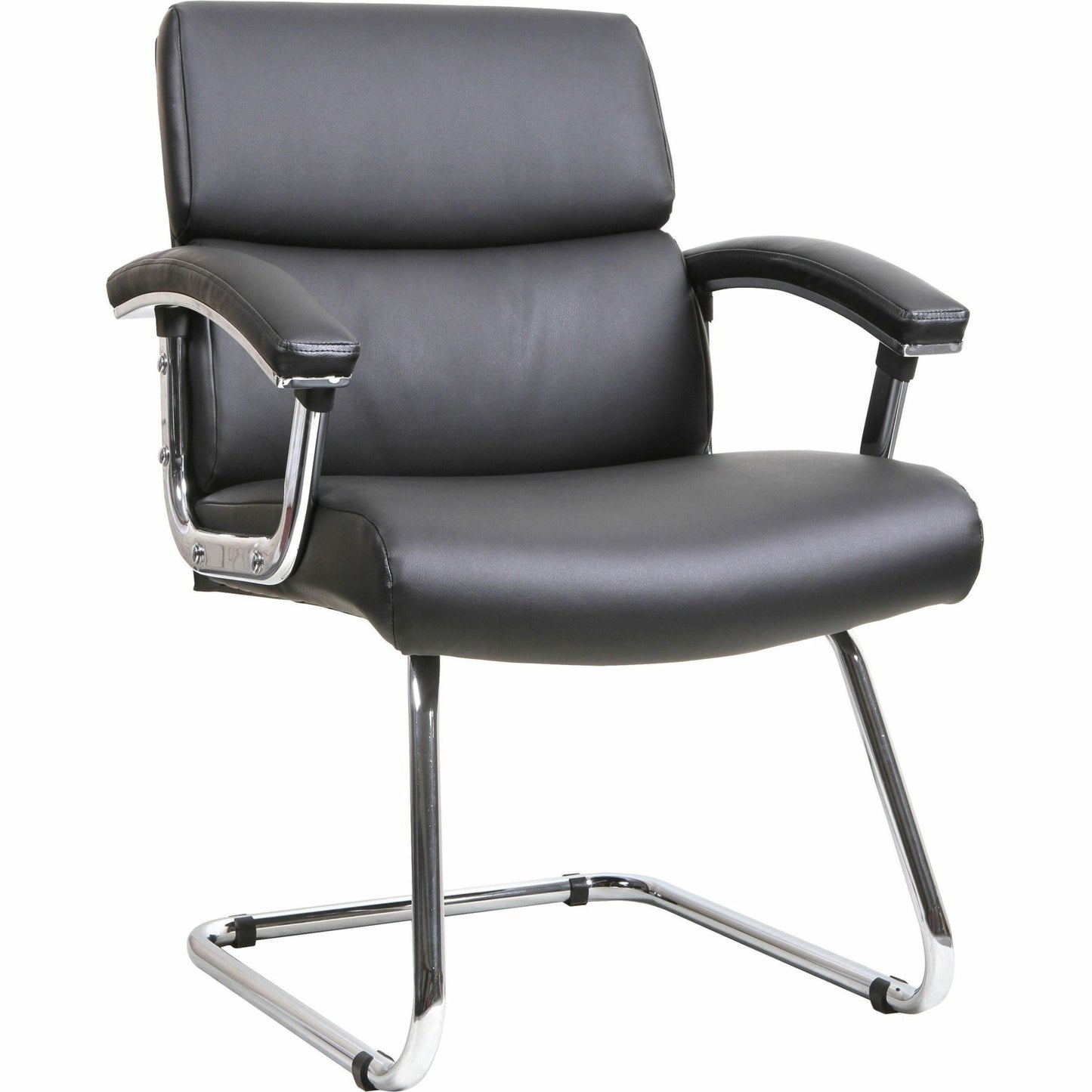 Lorell Padded Arm Guest Chair with Bonded Leather Upholstery and Steel Sled Base 18.13 "H (LLR - LLR20019) - SchoolOutlet