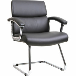Lorell Padded Arm Guest Chair with Bonded Leather Upholstery and Steel Sled Base 18.13 "H (LLR-LLR20019)