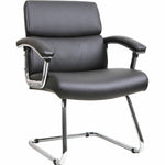Lorell Padded Arm Guest Chair with Bonded Leather Upholstery and Steel Sled Base 18.13 