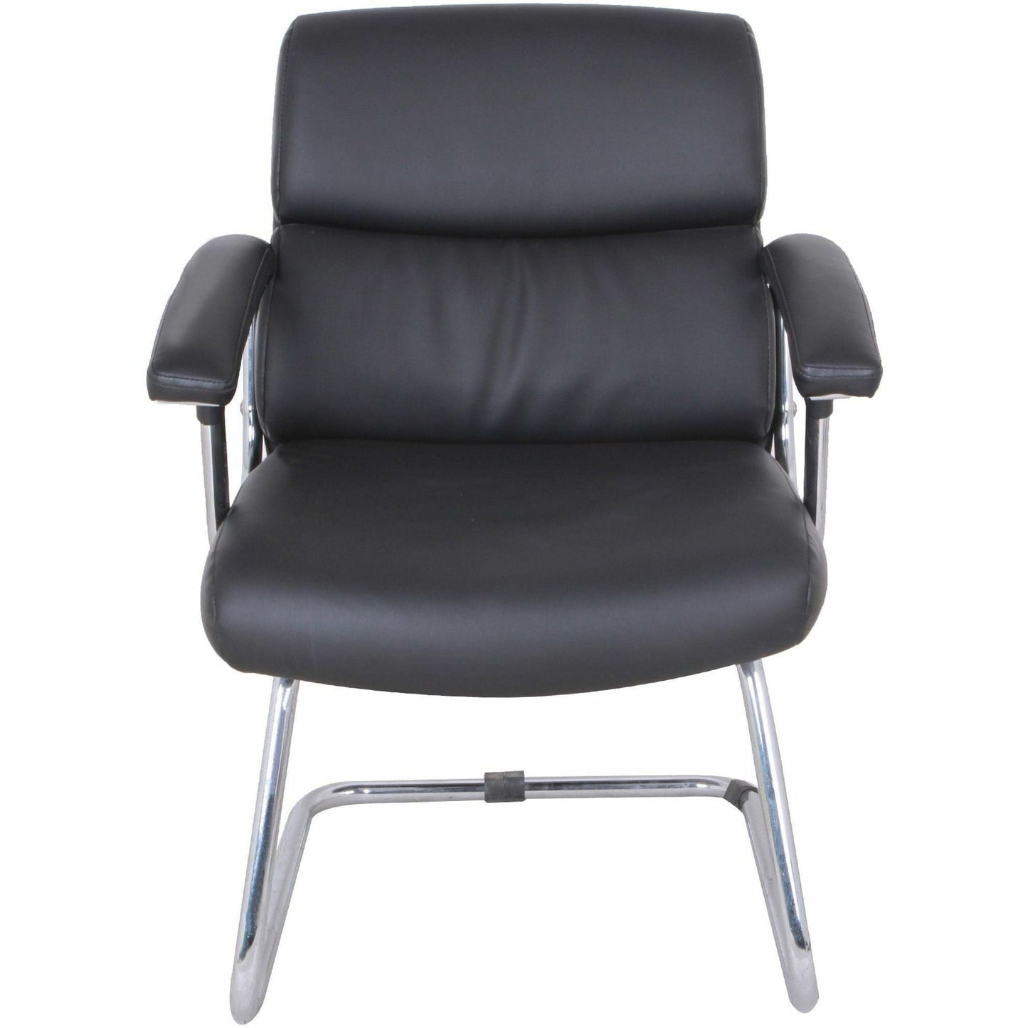 Lorell Padded Arm Guest Chair with Bonded Leather Upholstery and Steel Sled Base 18.13 "H (LLR - LLR20019) - SchoolOutlet