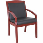 Lorell Sloping Arms Wood Frame Guest Chair Cherry Wood with Black Bonded Leather Upholstery (LLR - LLR2001X) - SchoolOutlet