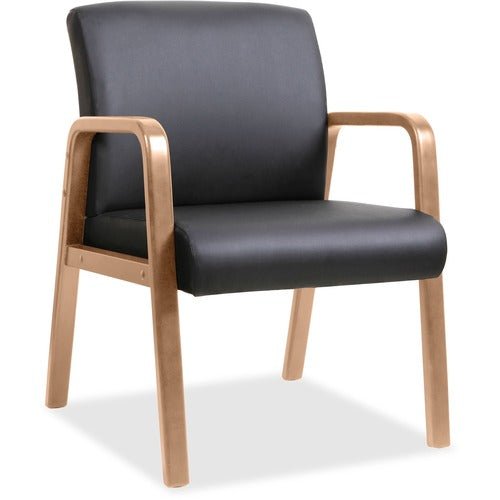 Lorell Upholstered Bonded Leather Guest Chair with Solid Wood Frame and Fixed Arms 17.88"H (LLR - LLR40200) - SchoolOutlet