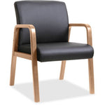 Lorell Upholstered Bonded Leather Guest Chair with Solid Wood Frame and Fixed Arms 17.88
