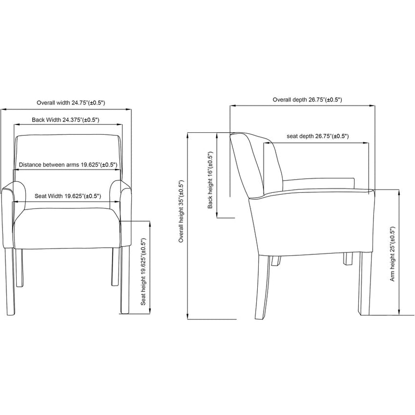 Lorell Full - Sided Upholstered Arms Guest Chair with Mahogany Wood Frame 19.63"H (LLR - LLR20027) - SchoolOutlet